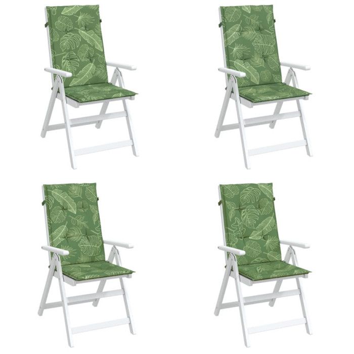 VidaXL Coussins de chaise à dossier haut 4 pcs modèle de feuille tissu 361266