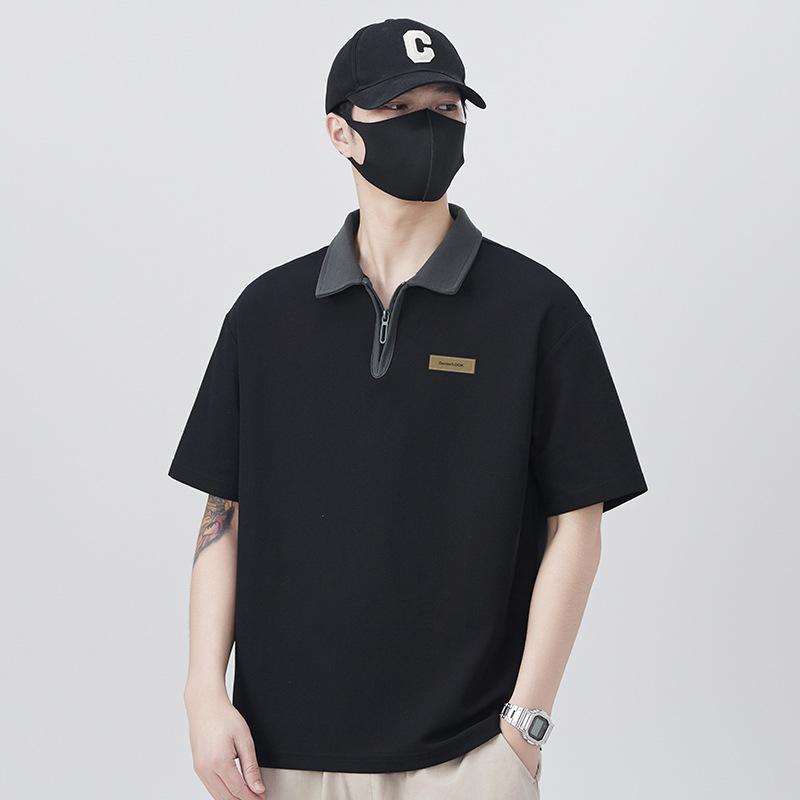 

New Summer T-shirt Loose Trendy Semi-zipper Lapel Short-sleeved POLO Shirt T-shirt 3XL