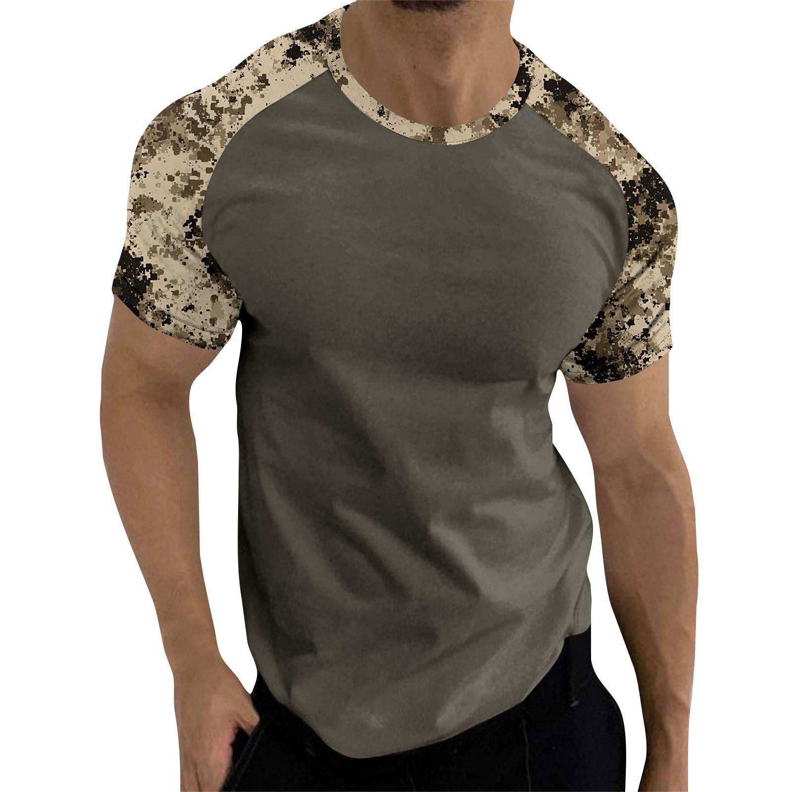 

Мужской топ с короткими рукавами реглан с принтом в стиле камуфляж L коричневый