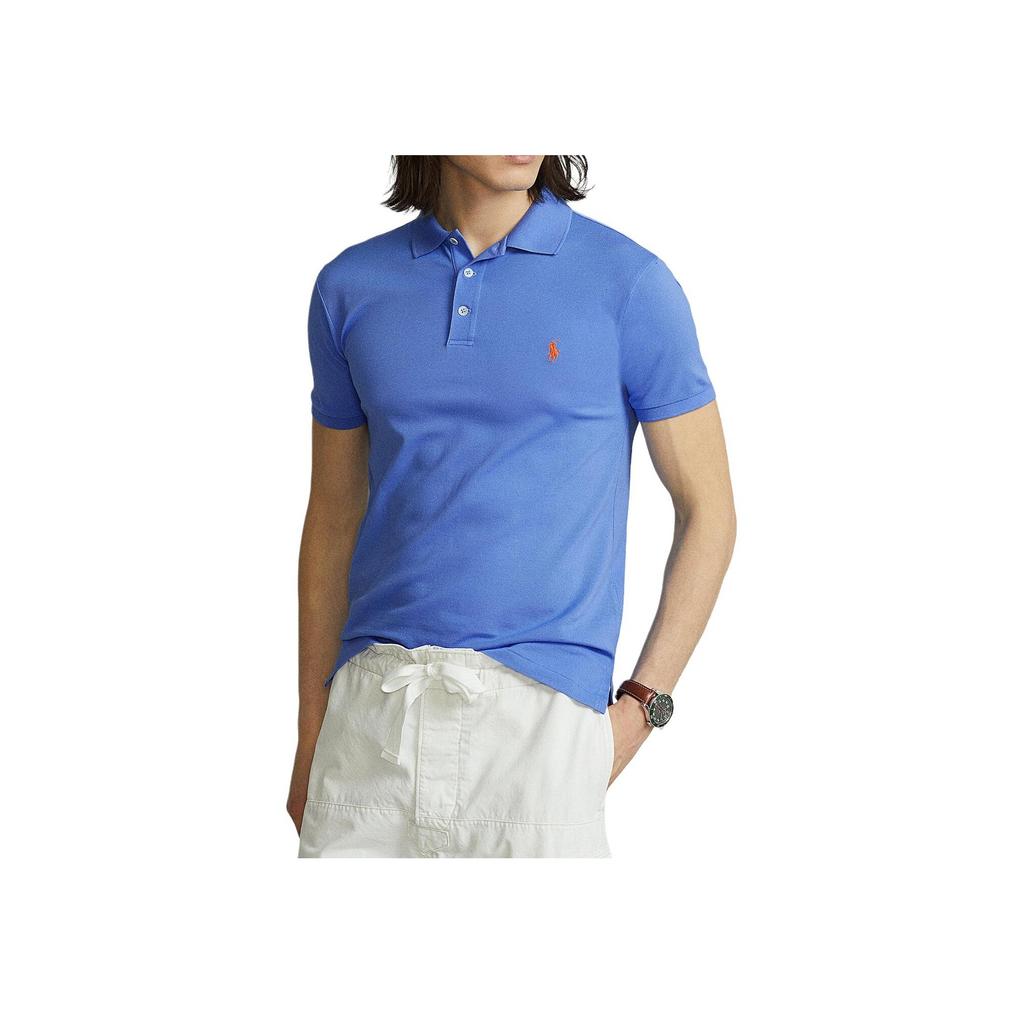 Polo Ralph Lauren Solid Color Small Pony Embroidered Slim Fit Short Sleeve Polo Shirt Men Tops Blue 710541705-201