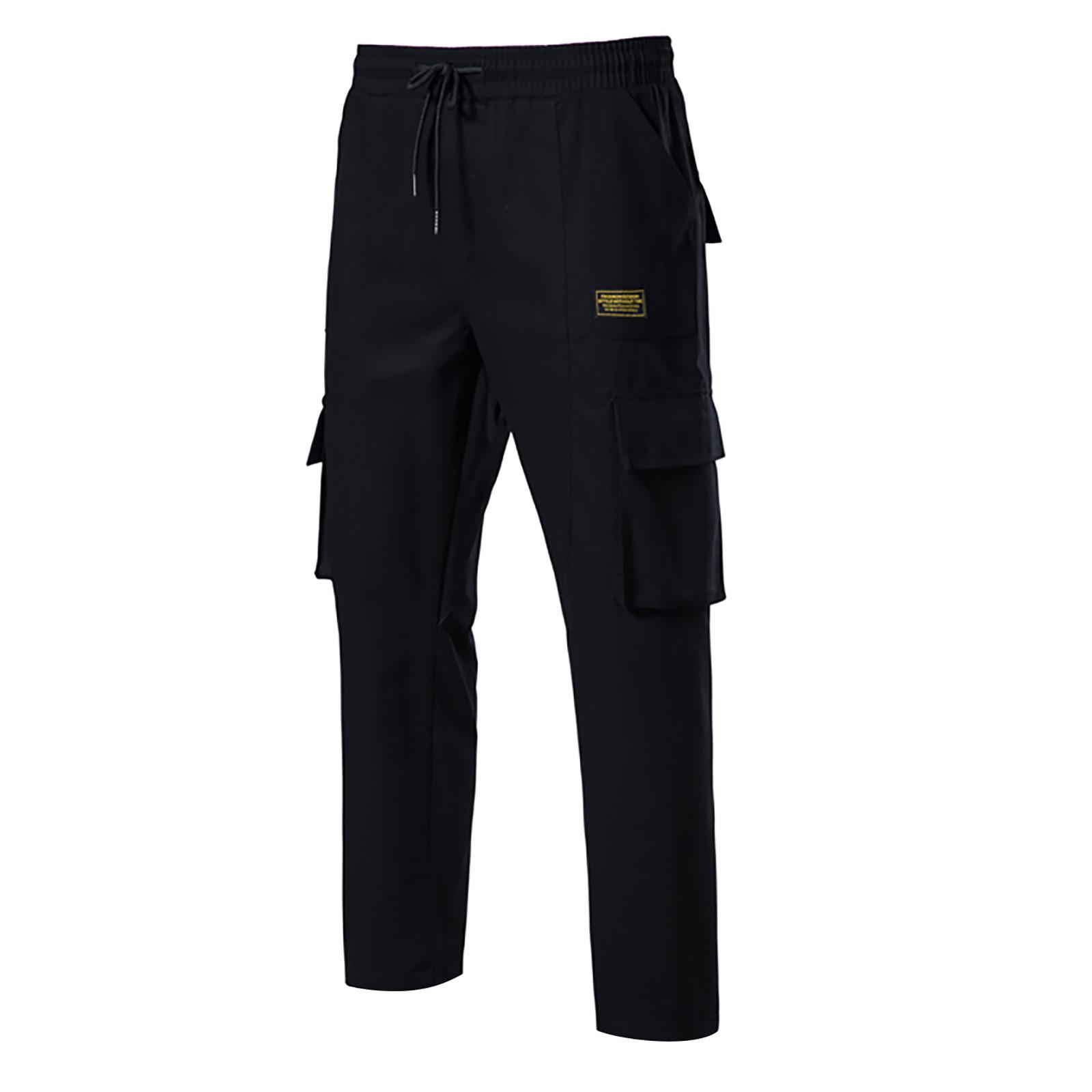 

(SU)Мужские модные прямые брюки-карго с карманами и шнурком