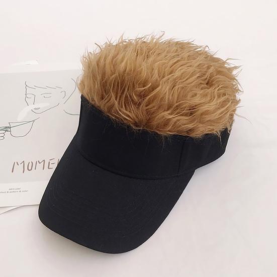 Novelty Sun Visor Cap with Fake Hairs Adjustable Peaked Wig Baseball Hat with Spiked Short Hair Funny Hip Hop Hat for Fancy Performance