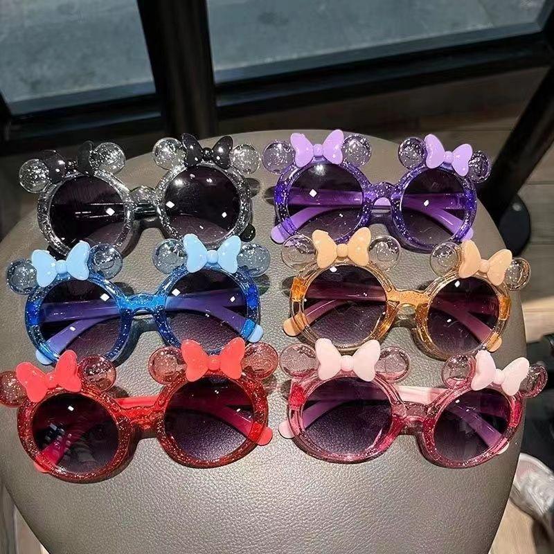Crystal Bow Kids' Cartoon Sunglasses - Cute, Trendy, and Fashionable Sun Protection for Girls