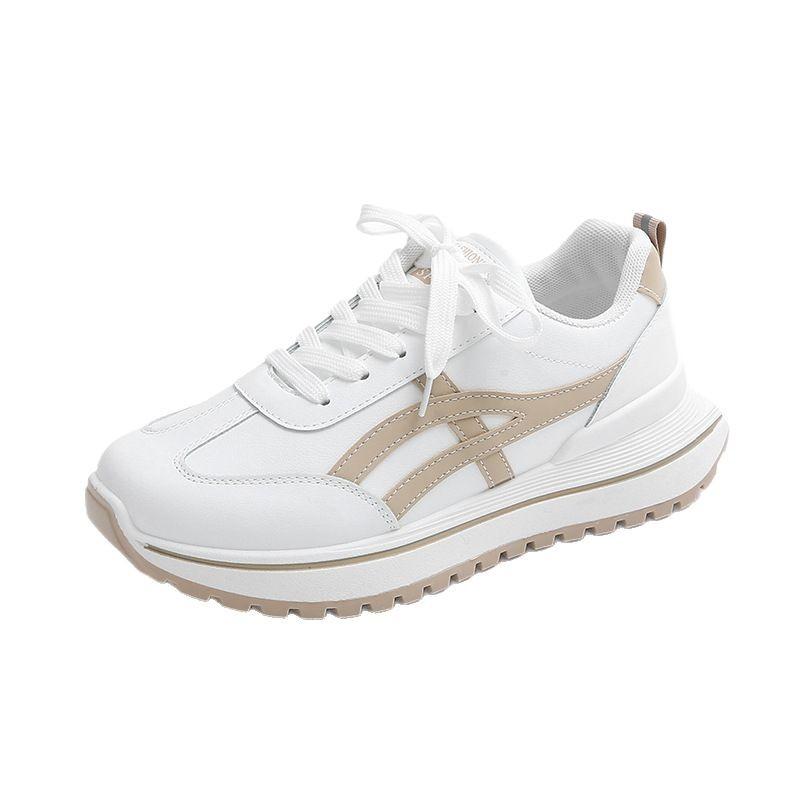 Little white shoes women's 2025 new spring versatile thick soles increase height leisure sports board shoes ins wind niche design sense