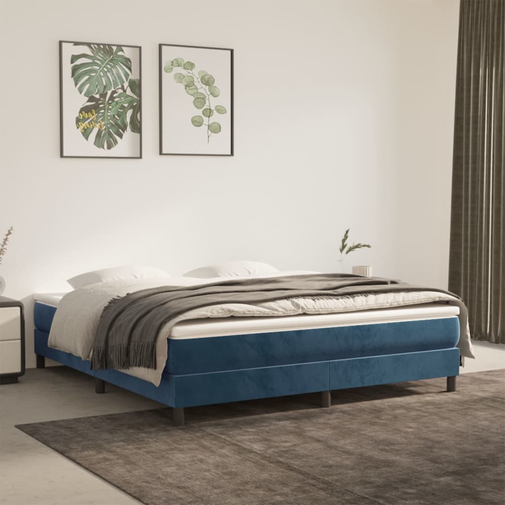 Pocket Spring Mattress Medium Firm Dark Blue 160 x 200 x 20 cm Velvet