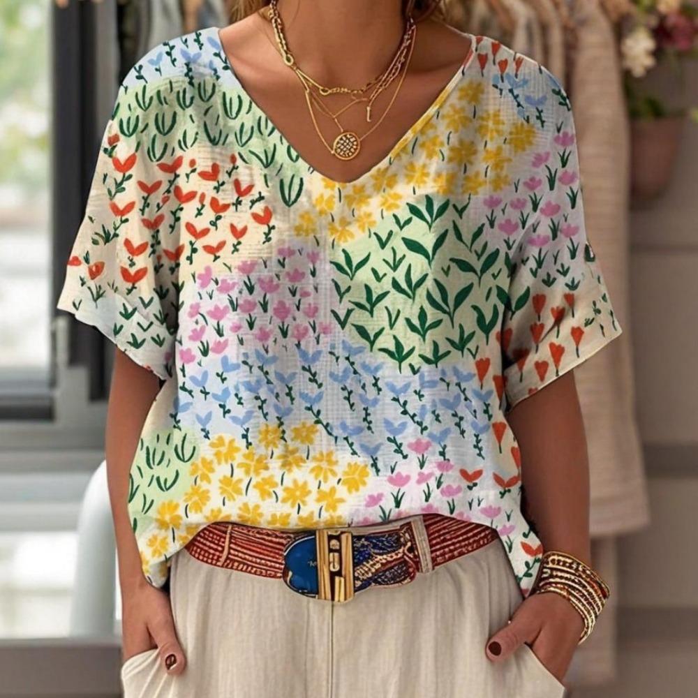 Summer flower 3D printed T-shirt for women s street wear, casual and simple T-shirt XS