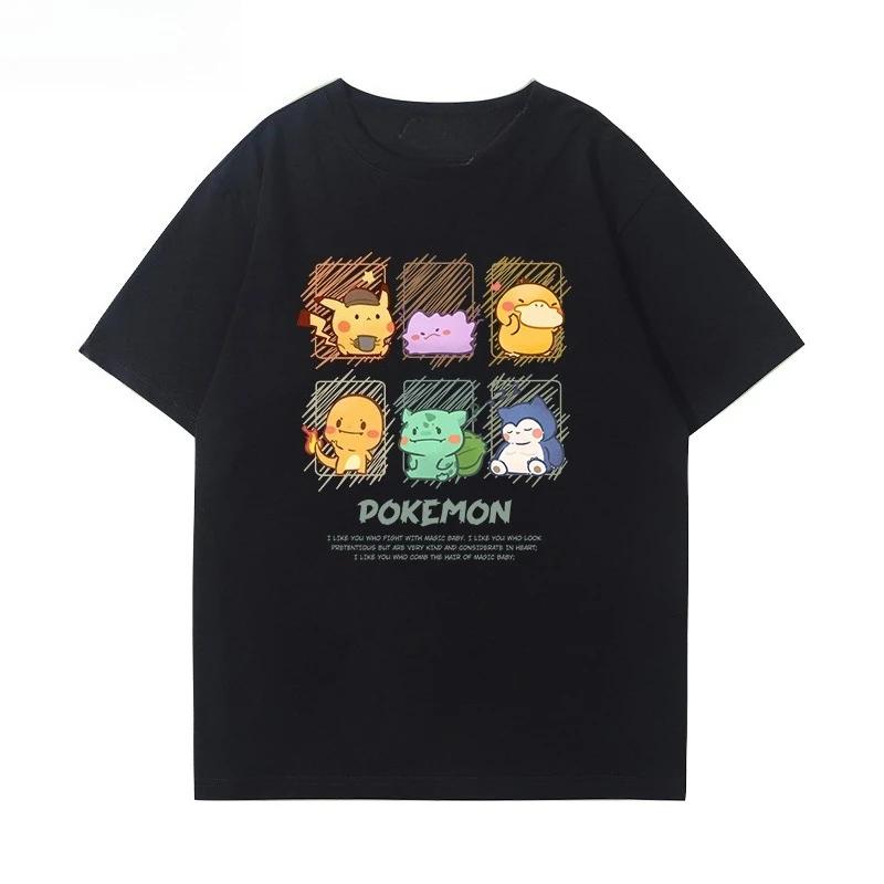 Urban Pulse Clothing Pokemon 2026 Zomer Heren Katoenen T - Shirt Streetwear Vintage Charizard Print Oversized Casual Dagelijkse Kleding Anime Fans Cadeau S grijs