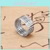 Vintage koperen alfabetring, unisex, verstelbare open ring met zeswoordige mantra, groothandel.