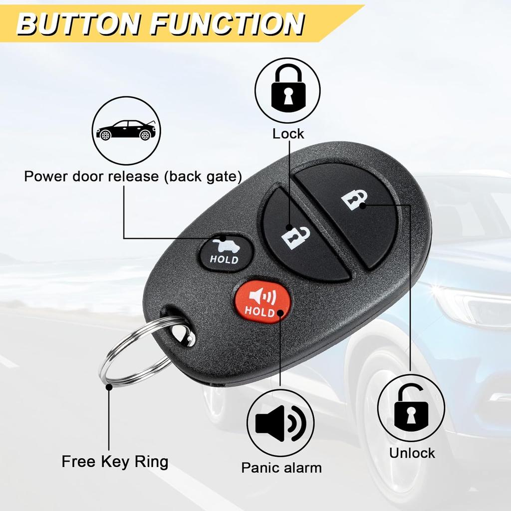 Key Fob Replacement for 2004-2008 Toyota Solara/ 05 06 07 08 Avalon Car Keyless Entry Remote Control, GQ43VT20T, 4 Buttons