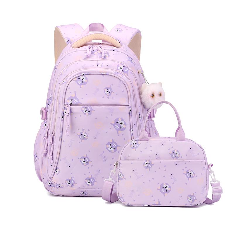 New Kitten Pattern Junior High School School Bag Girl Two Piece Set Elementary School Middle School Students Backpack Large Capacity