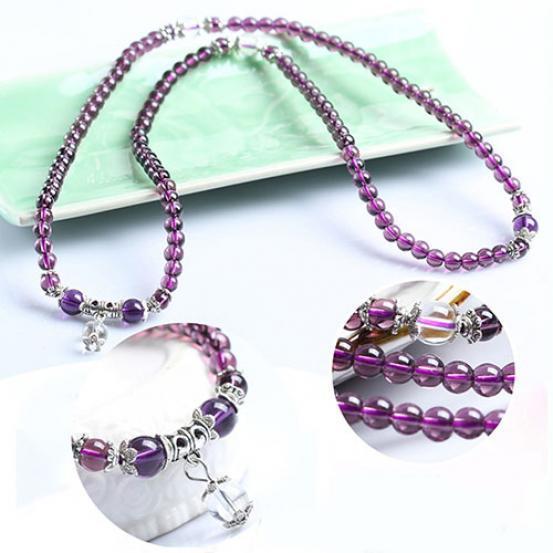 6mm Kristallstein buddhistischer Amethyst 108 Gebetsperlen Mala Armband Halskette