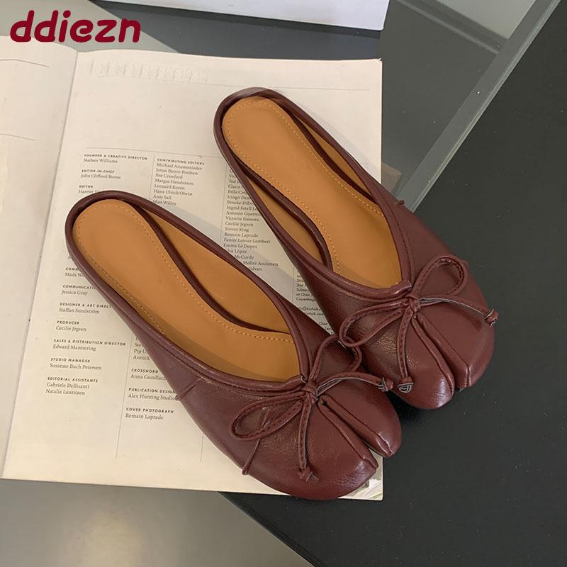Fashion Fashion Butterfly-Knot Ladies Flats Slippers Shoes Female Shallow Footwear Strange Toe Women Flats Slippers Mules Shoes