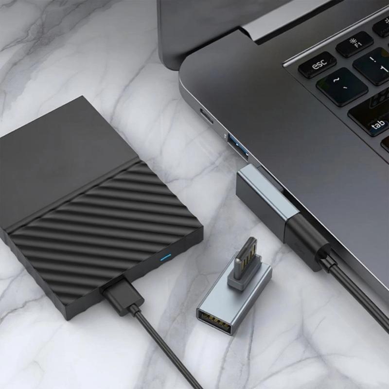 Reversible USB A Connectors 90Angled Bend Fast Charging Syncing Durability Zinc Alloy Housing Portable Chargers Adapter for PC