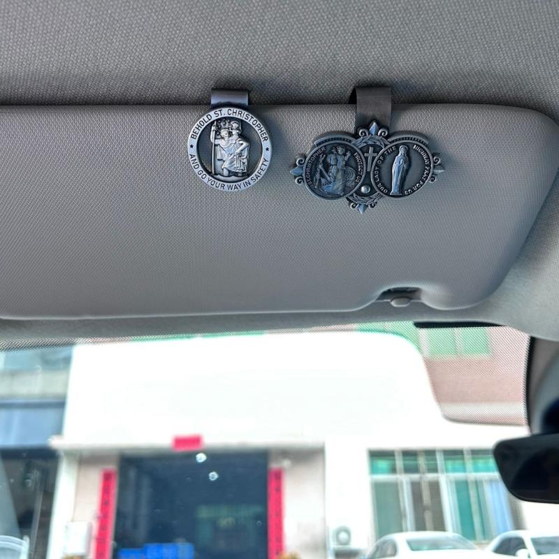 Saint Christopher Car Visor Clip Travel with Faith Saint Christopher Car Visor Clip Catholic Protect Emblem