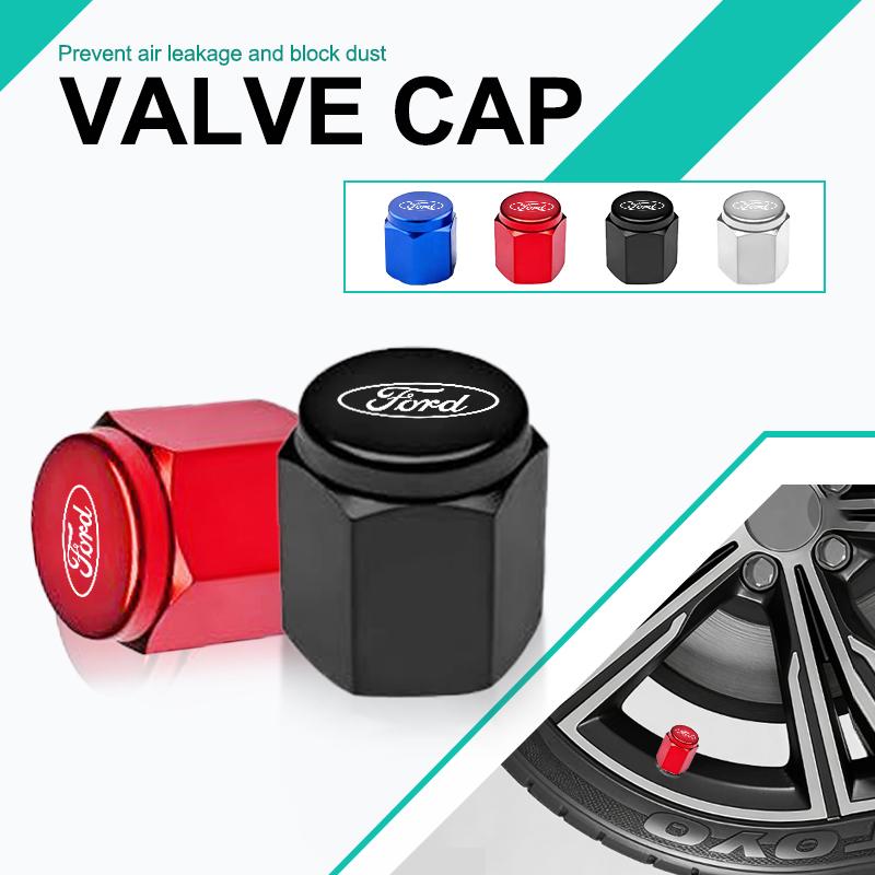 For Ford Ranger T6 PX4Pcs Car Tire Valve Caps Metal Wheel Air Valve Stem Covers For Ford Mustang Fiesta Focus Mondeo Kuga Edge Explorer F150 Sticker