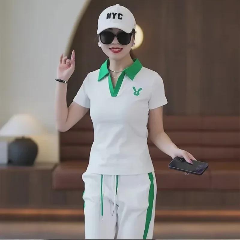 2024 Women's Summer Casual Fashion Two-Piece: Short-Sleeve Top & Wide-Leg Pants Set