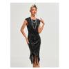 1920S Retro Ball Embroidered Fringed Dress Cocktail Party Large Size Sequined Beaded Mesh Dress