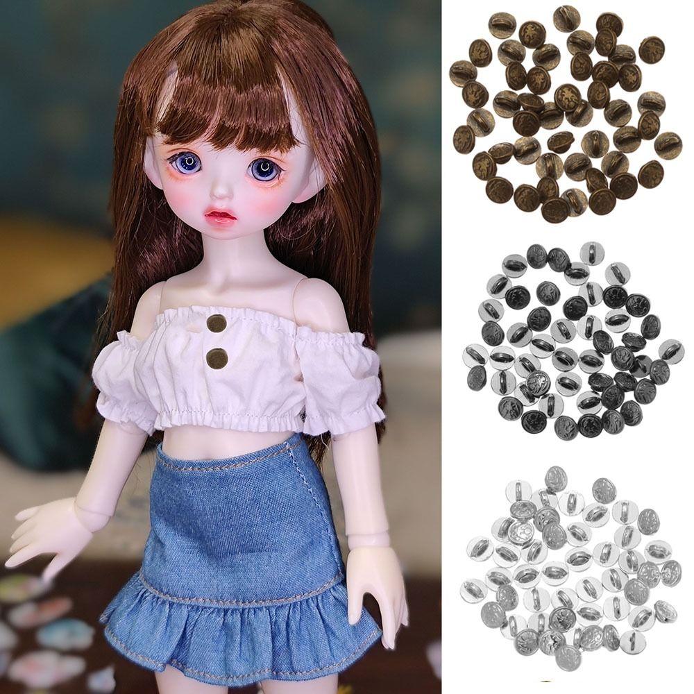 

50pcs High Quality Shoes Sewing Accessories DIY Ultra-small Buckle 1/6 Dolls Clothing Belt Buckles Doll Lion Buttons Black
