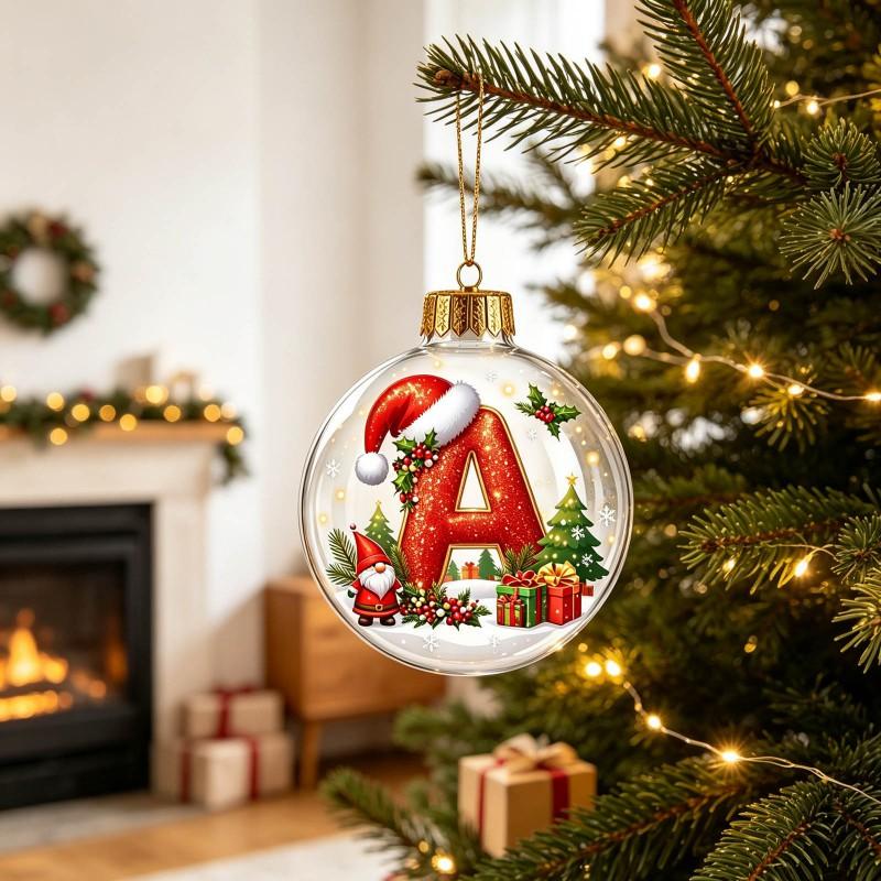 Acrylic 3D Letter Ornament Ball Christmas Tree Decoration Hanging Decor Home Holiday Festive Scene