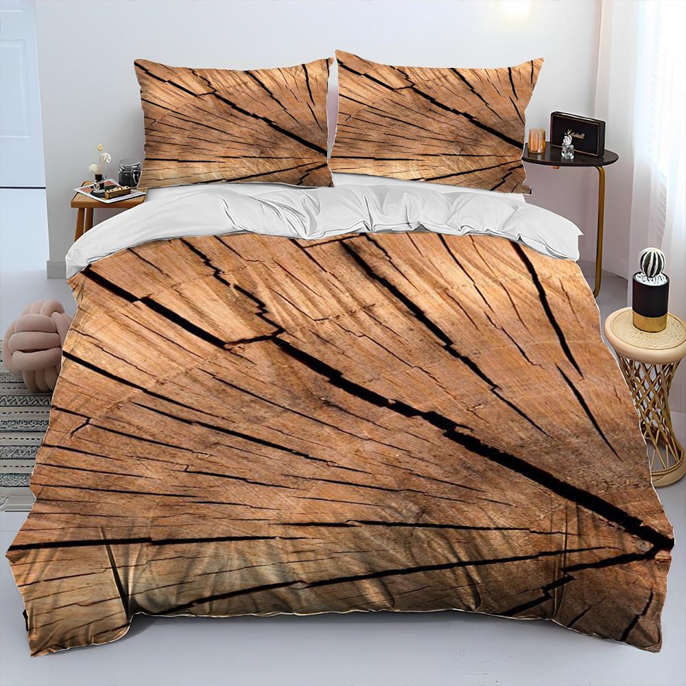 3D Wood Grain Comforter Bedding Set,Duvet Cover Bed Set Quilt Cover Pillowcase,King Queen Size Bedding Set for Adult Child Gift