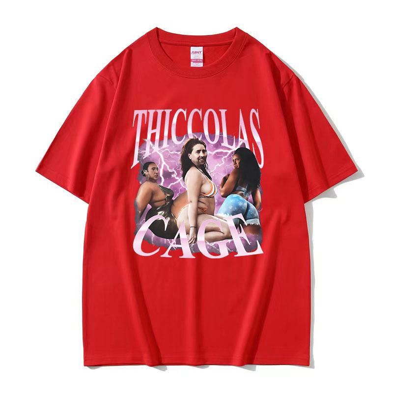 Thiccolas Cage Funny Meme T Shirts Unisexs Humor Clothing Fashion Short Sleeve Tshirts Unisex Summer High Quality Cotton TShirt