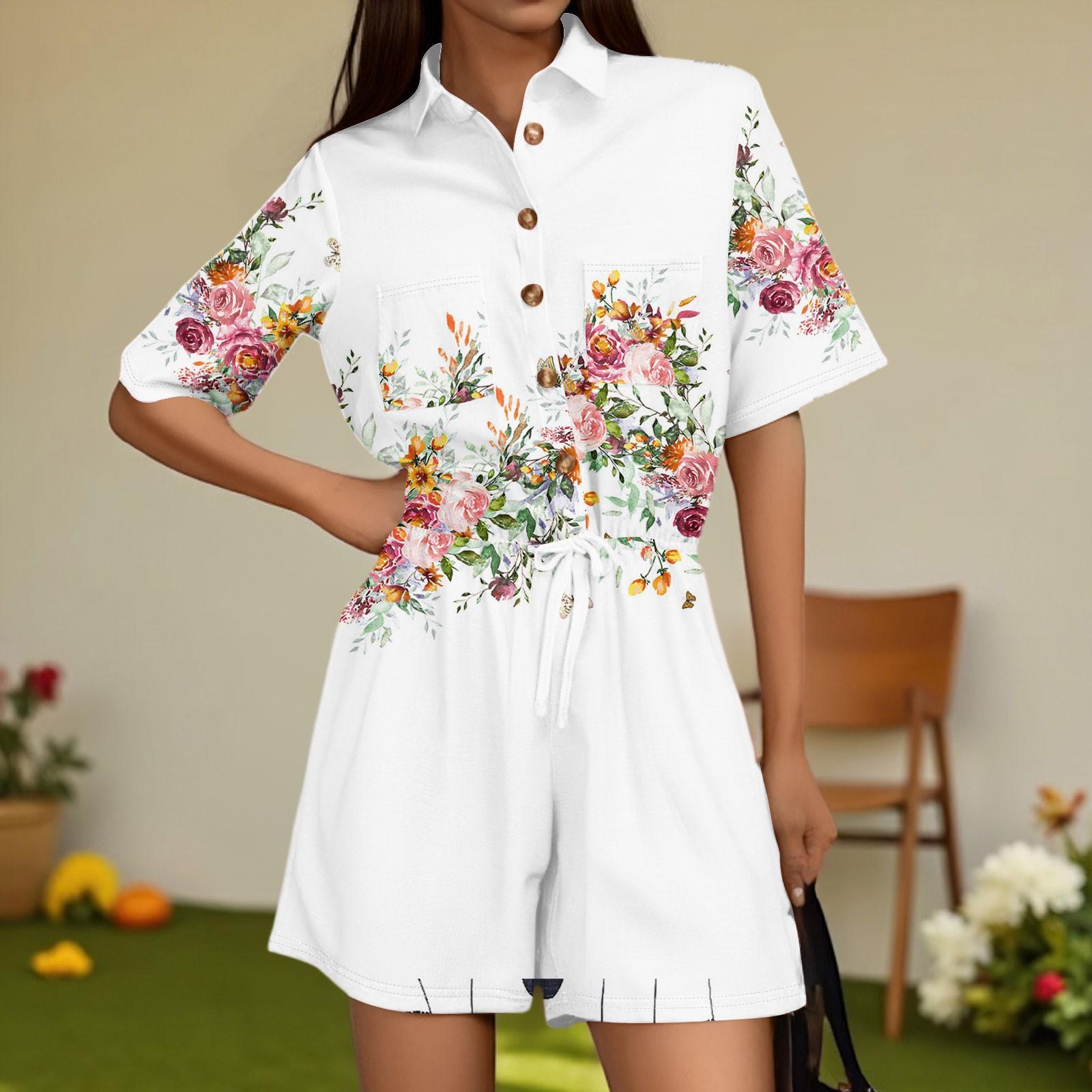 

Женский модный комбинезон с V-образным вырезом, клетчатый повседневный комбинезон с коротким рукавом XL белый