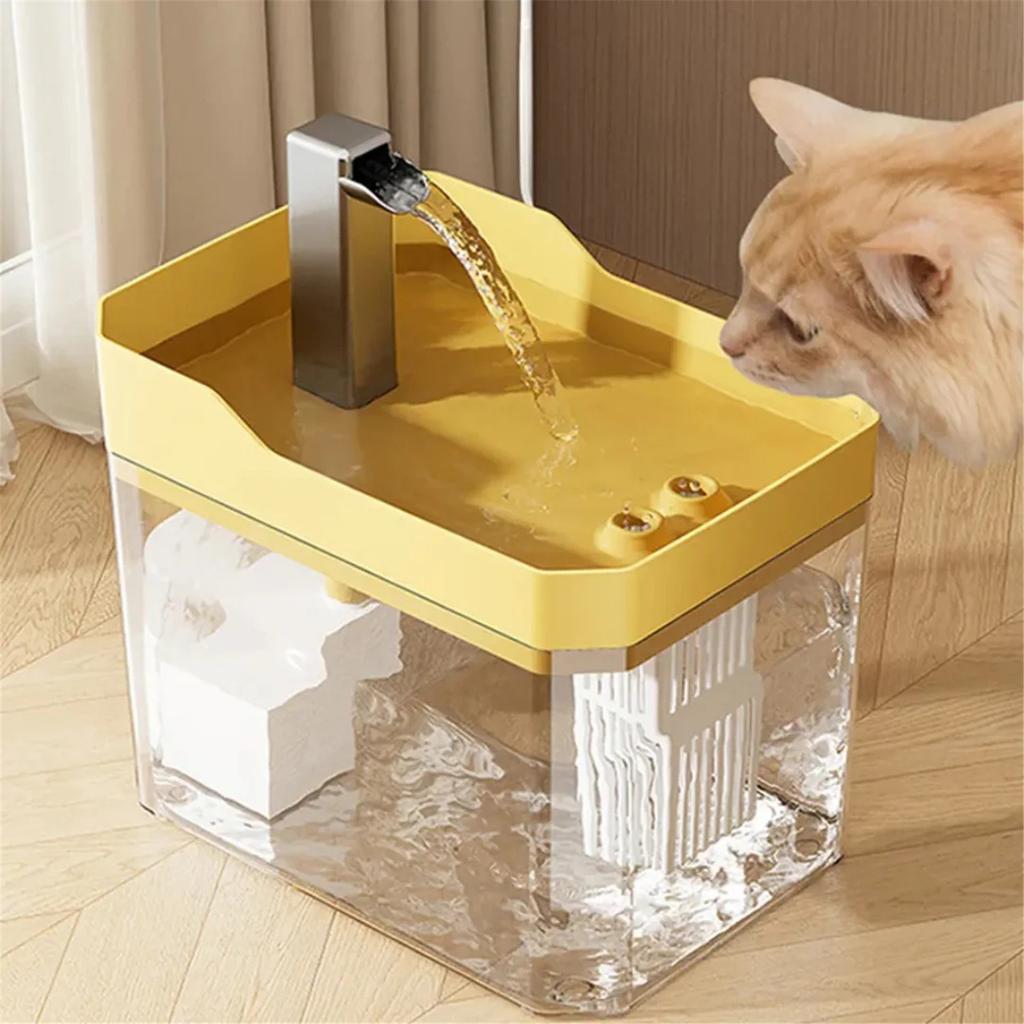 Katzenbrunnen Automatischer Filter Transparentes Katzentrinkgefäß USB Trockenlaufschutz Umwälzende Filterung Wasserspender mit Pumpe