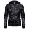 Men's 2020 European Leather Jacket with Fleece Lining, Classic Hooded Imitation Sheepskin Coat 1603