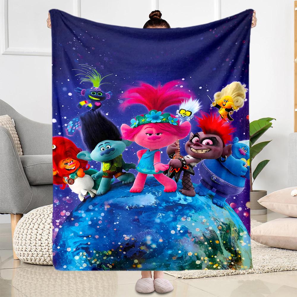 Trolls World Tour Blanket Soft Warm Cozy Suitable for Chair Bed Livingroom for All Seasons Modern Ideal Gift For Birthday Valentine'S Day