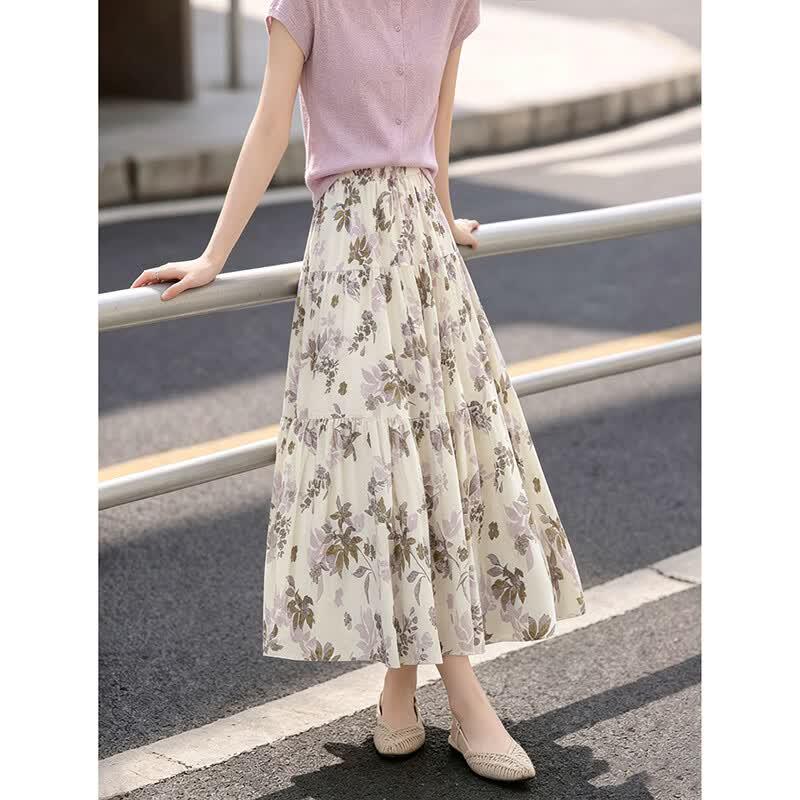 Eleganter floraler Maxirock mit hoher Taille