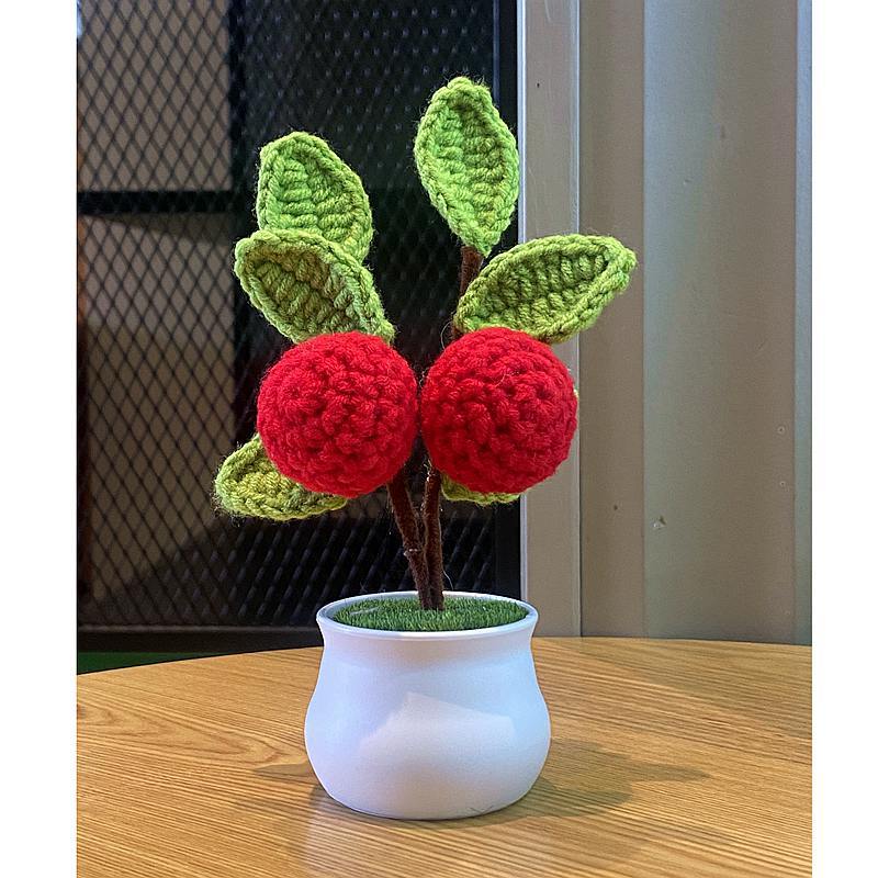 1PC Handmade Weaving Mini Potted Flowers DIY Home Office Desktop Decoration Potted Plants Wool Home Decoration
