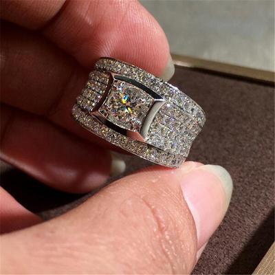 Anel de Joalheria de Luxo em Prata de Lei S925 Hip-Hop Para Mulheres Gema de Diamante Natural de 2 Quilates Prata 925 Joalheria Caixa de Anel Gema