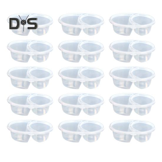 5/10/15/25Pcs Seasoning Box Disposable And Reusable Leak-Proof Lid Double Compartment Condiment Container for Condiment Dip Sauce Sampling And Travel