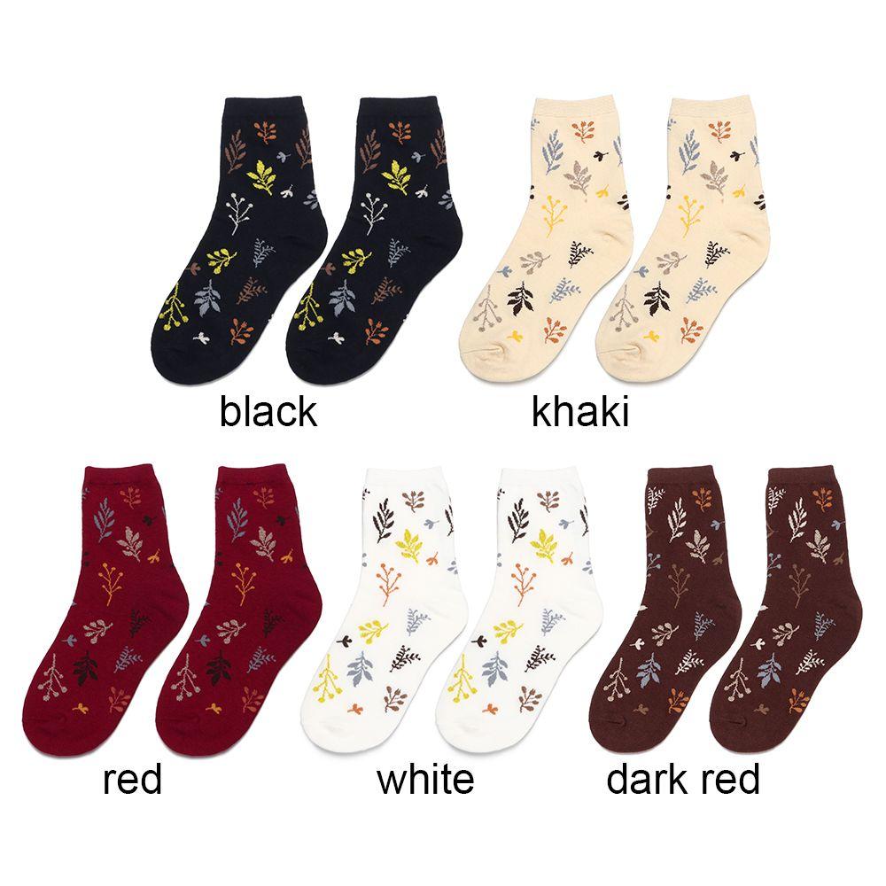Socks Seamless Pure Cotton Sock Maple Leaf Warm Socks Japanese Style Print Socks Sleeping Hosiery