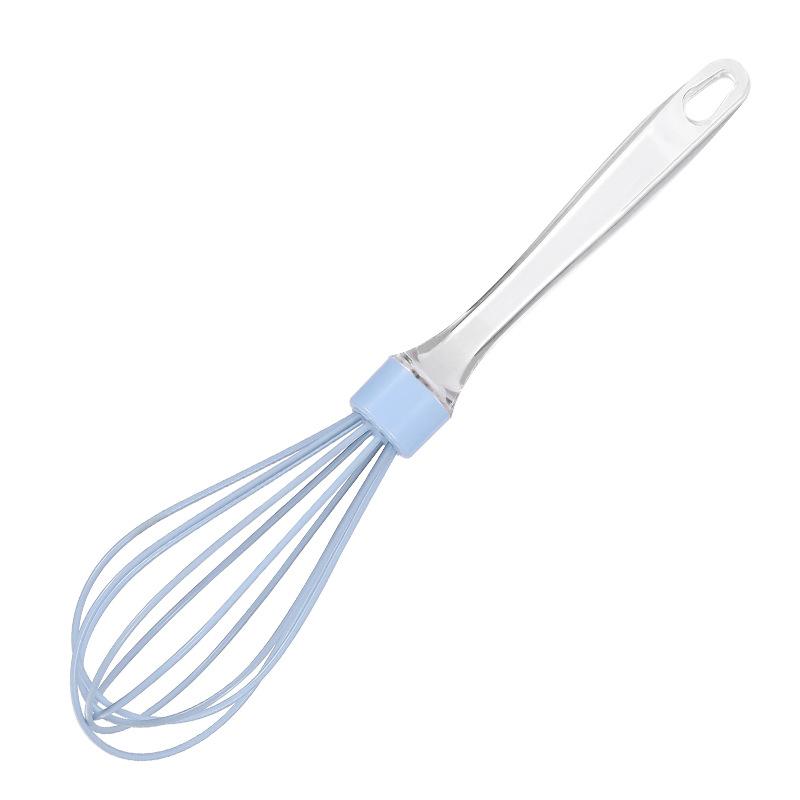 1pc 10-inch Manual Transparent Handle Silicone Egg Beater Cake Cream Mixer Egg Baking Gadget