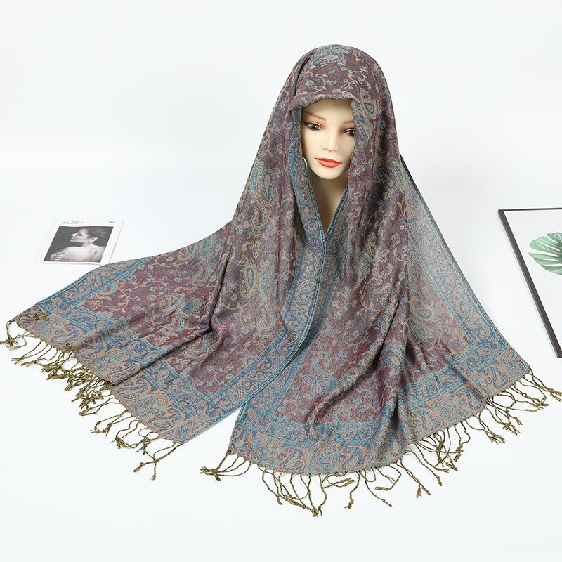 New women's jacquard long towel with shawl cashew nut summer sunscreen shawl scarf autumn and winter long towel