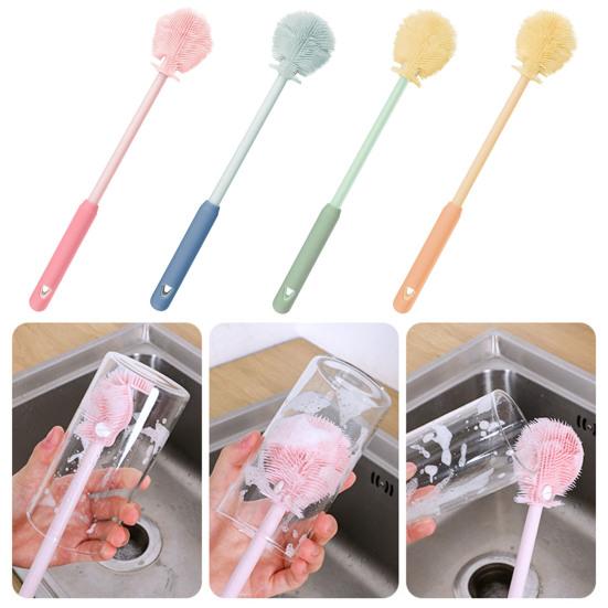 Bekerborstel Siliconen Flesborstel BPA-Vrij Voedselkwaliteit Diepe Reiniging 360-Graden Flexibel Zachte Borstelharen Hygiënisch Babyflesborstel