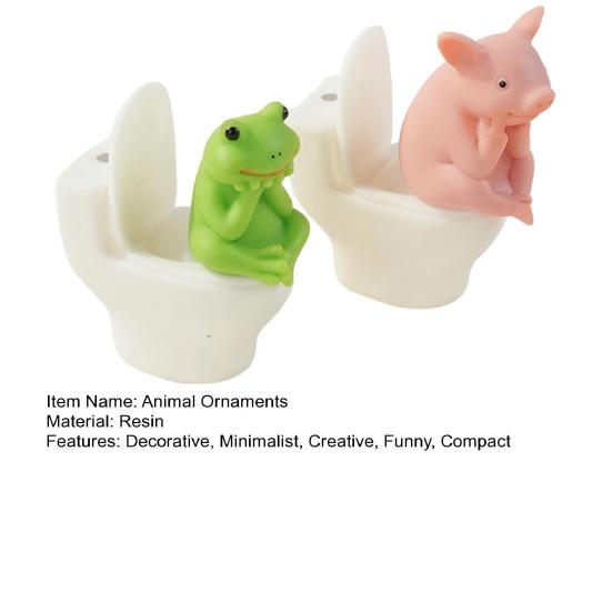 Creative Gift for Friends 2Pcs Resin Meditation Pig And Frog Figurines, Funny Toilet Animal Ornament Desktop Figurines Bookshelf Decor, Humorous