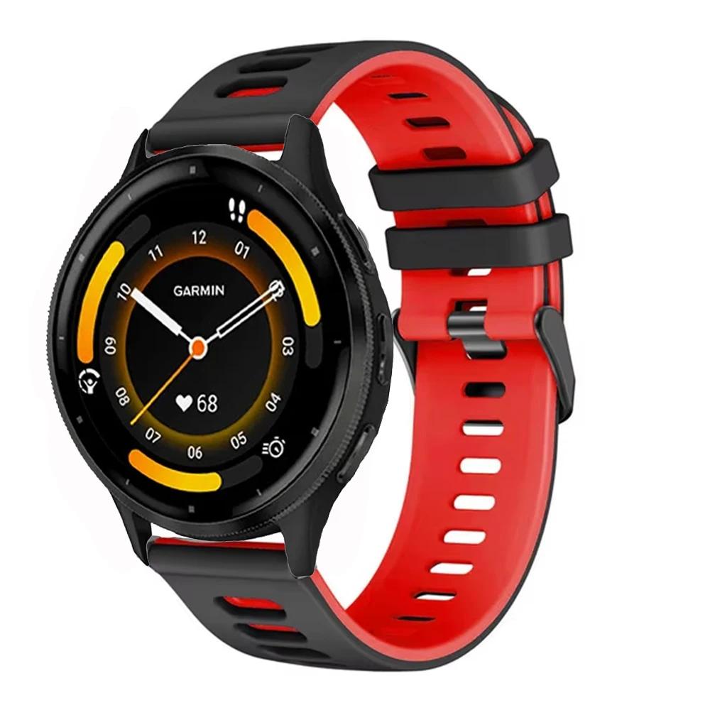 20mm 22mm Two-color Silicone Strap For Garmin Forerunner 265 165 55 965 955 255 570 970 Bracelet Wristband Garmin Venu 4/3 Belt