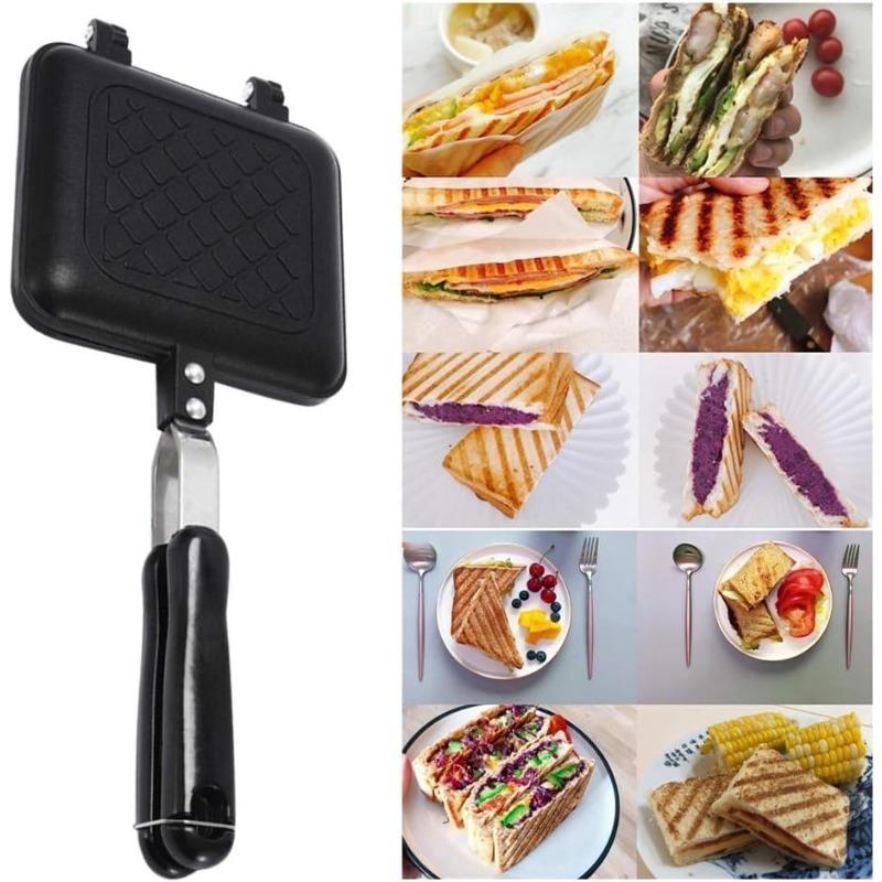 Double-Sided Frying Pan,Non-Stick Grilled Sandwich and Panini Maker, Waffle Pancake Griddle Pan Kitchen Tortillas Sandwich Maker