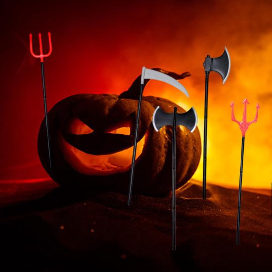 Halloween Weapon Prop Realistic 3-Section Handle Costume Accessories Comfortable Grip Cosplay Supplies Large Halloween Demon Scythe Sickle Axe Prop