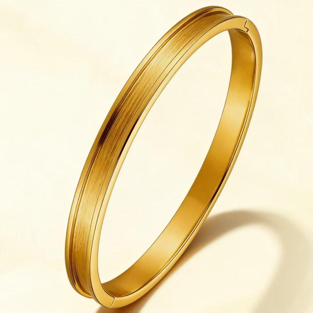 Elegant 4MM Open Titanium Steel Bracelet - Available In 3 Colors, Customizable with Laser Engraving