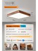 North American Black Walnut LED Ceiling Light - Full Spectrum Eye Protection, New Chinese Style, Square Design for Home Decor