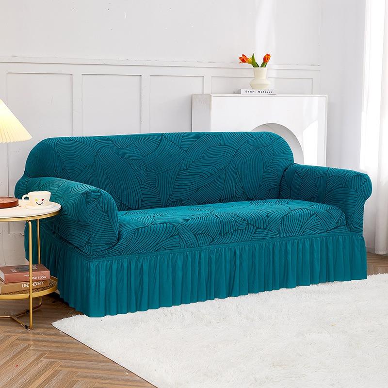 Premium 1pc Stretchy Sea Wave Sofa Slipcover - Non-Slip Four Seasons Universal Furniture Protector with Couch Cover Function for Bedroom