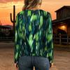 Women Plus Size Crisscross V Neck Long Sleeve Top Beige Background Abstract Leopard Watercolor Print Casual Blouse