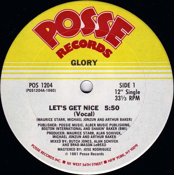 

12inch Record GLORY - Let s Get Nice POS1204 Posse Records 1981 US Soul/Funk Used