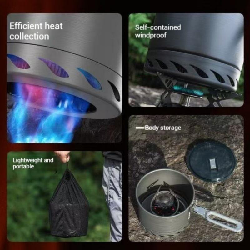 Alocs Outdoor Camping 1.4L Ultralight Pot - Hard Anodized Aluminum, 320g Windproof/Single Person (Foldable Handle)