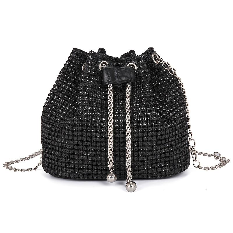 

Large Capacity Drawstring Bucket Bag | Adjustable Chain Strap, Versatile for Casual, Office & Shopping чорний