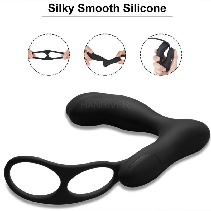 Wireless remote control prostate 10-band male anal anal plug double ring lock fine ring sex toy male prostate massage vibrator
