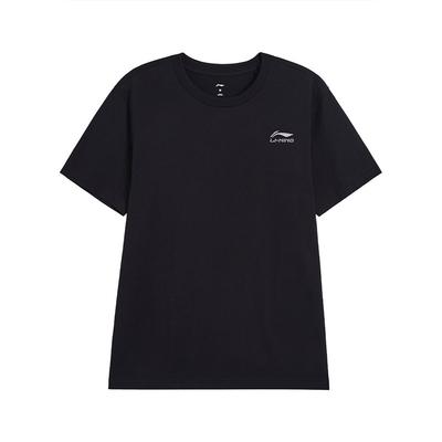 Buchstabenlogo bedrucktes Rundhals-T-Shirt mit kurzen Ärmeln, locker, bequem, lässig, Unisex-Oberteile, Schwarz AHSVA55-1